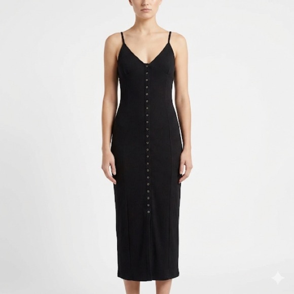 Intimately By Free People Dresses & Skirts - Intimately Free People Ribbed Bodycon Midi Dress Black M